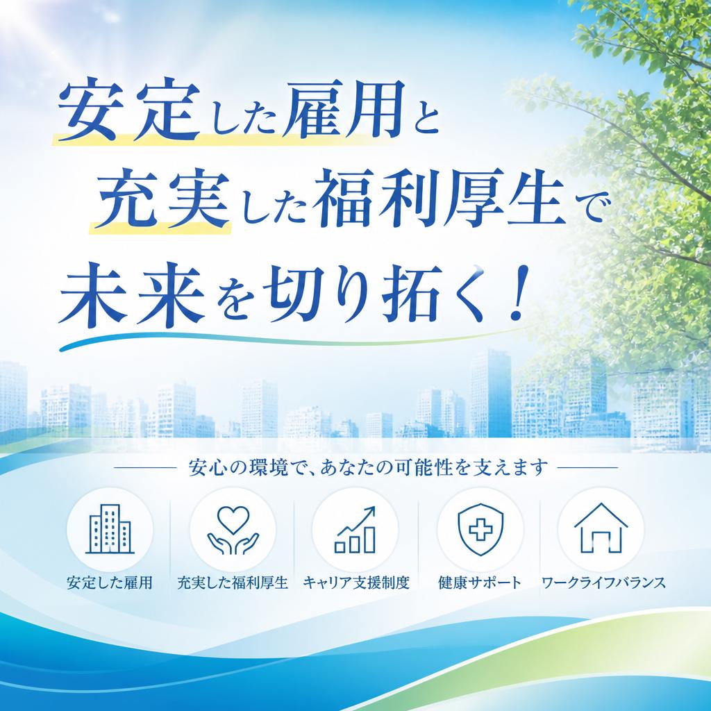 安定した雇用と充実した福利厚生で未来を切り拓く！