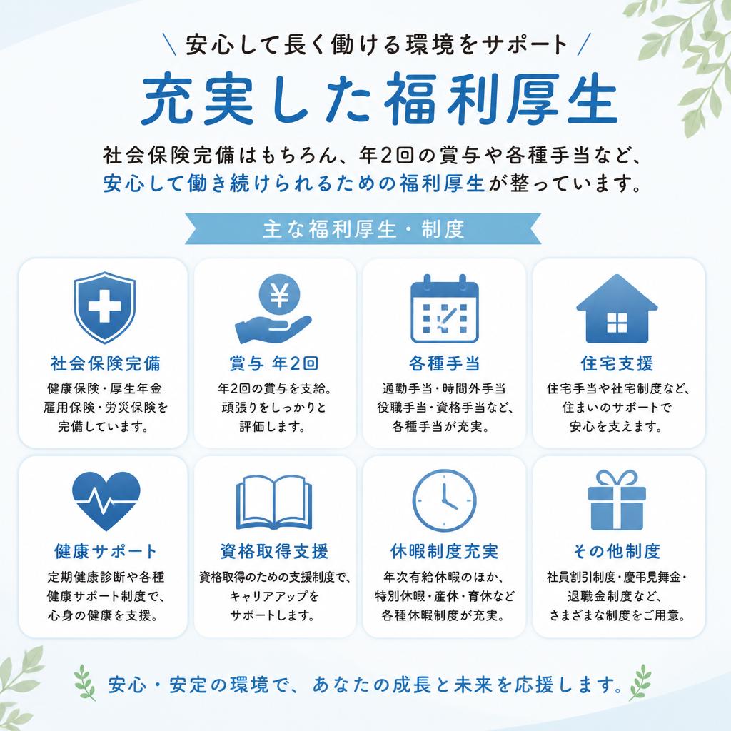 手厚い福利厚生で安心