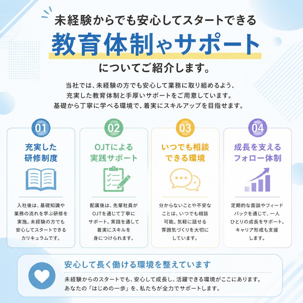 未経験者の成長を応援する体制