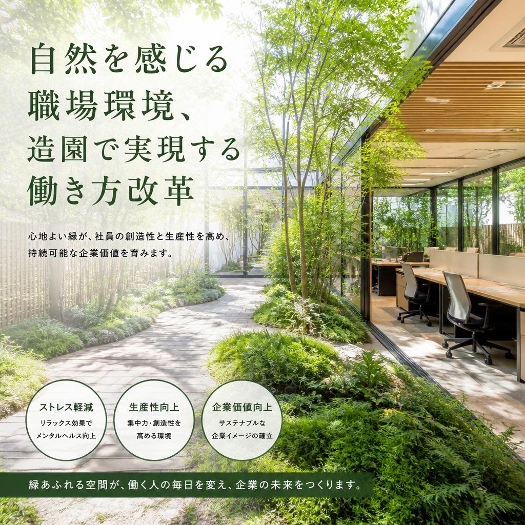 自然を感じる職場環境、造園で実現する働き方改革