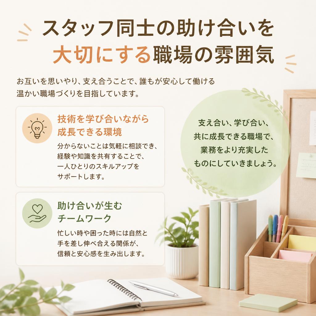 チームワークを重視した職場文化