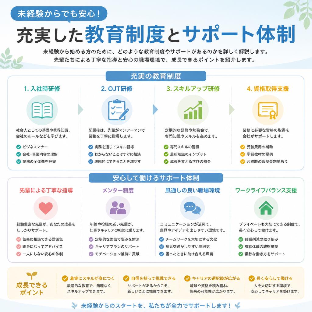 未経験者でも安心のサポート体制
