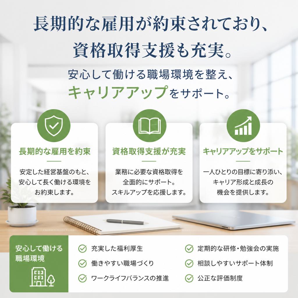 安定した雇用とサポート体制