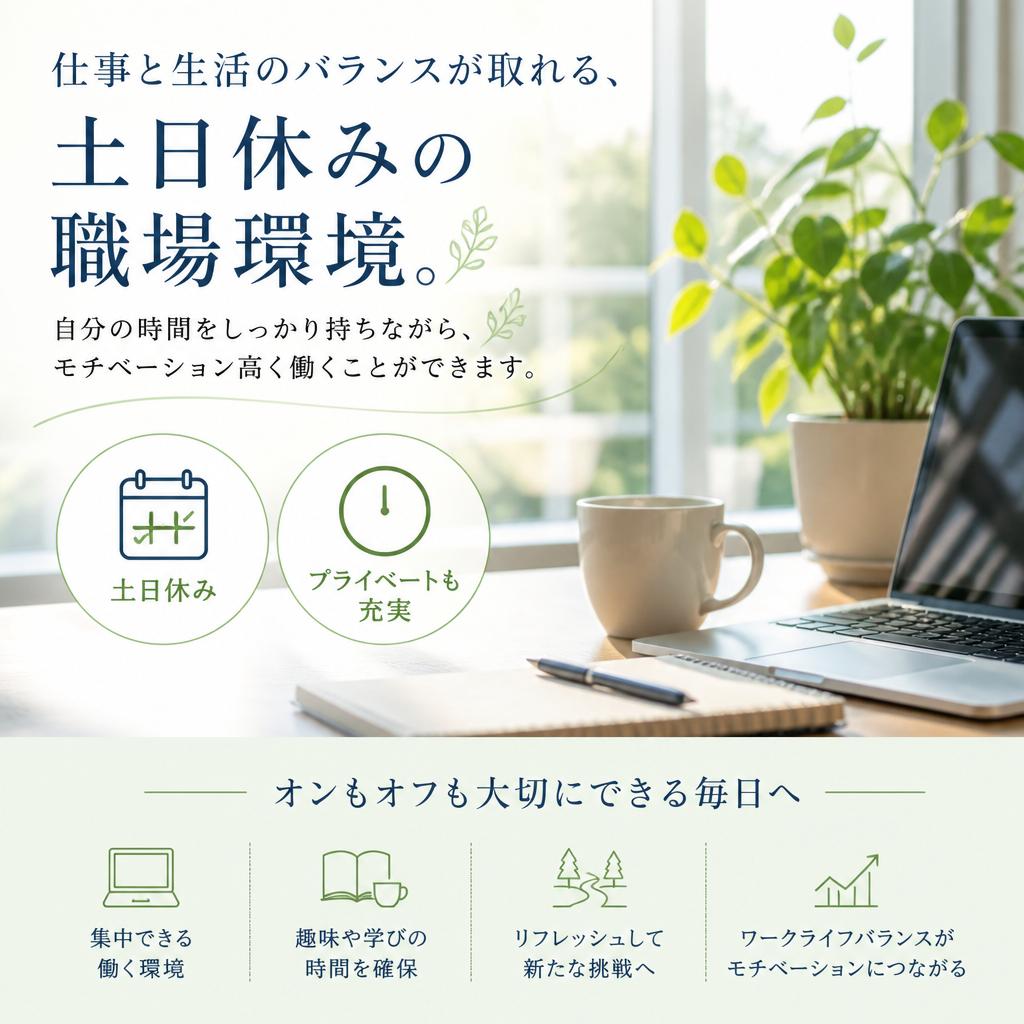 土日休みでプライベートも充実